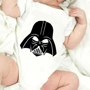 Star Wars Drăguț Darth Vader Desene Imprimate Tipărite Nou-născut Tripleți, cu Mâneci Scurte Harajuku Agrement Baby Salopeta