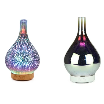 3D foc de Artificii Vaza de Sticla de Forma Umidificator de Aer cu 7 Culori Led Lumina de Noapte Aroma de Ulei Esential Difuzor Filtru de Ceață cu Ultrasunete Humi