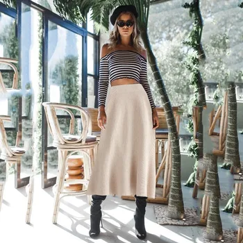 Moda Casual Solidă Talie Mare O Ling Hip Jumătatea Vițel Fusta De Toamna Iarna Îngroșa Slim Fuste Femei Saia Faldas Mujer Moda 2019
