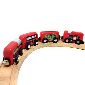 4buc tren din Lemn magnetic link-ul poate fi conectat la set de tren din lemn urmări jucarie copii puzzle mână împinge delicat mașină de jucărie