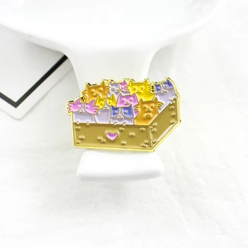 Nouă pui într-o cutie de aur Email brosa de Desene animate drăguț animal insigna Denim rucsac din piele pin Cadou pentru copii sau iubitorii de animale de companie