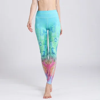 Noua Fata Sexy Creion Pantaloni Gradient de Culoare 3D Imprimate Elastic Slim Fitness Antrenament Push-Up pentru Femei Jambiere Talie Mare