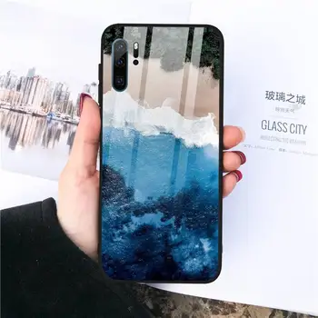 Blue sea waves beach Caz Telefon din sticla Temperata Pentru Huawei Honor 7A 8X 9 10 v10 P30 20 9 10 Pro Plus Lite mate 10 20 pro