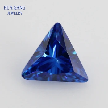 5A Triunghi Albastru Forma Cubic Zirconia Genial Tăiat în Vrac CZ Piatra Sintetice Pietre Margele Pentru Bijuterii de Dimensiuni 3x3-10x10mm