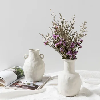 Vaza geometrie artă ceramică ornament alb simplu arde cadou creativ aranjament de flori de uz casnic uscat de flori decor de uz casnic c