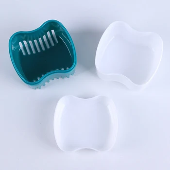 1 BUC Proteza Box Caz Portabil Dublu-strat Proteza Baie Caz Cu Coș Net Titularul Dinte Artificial Organizator Ingrijire dentara