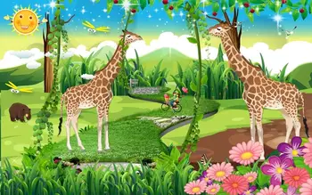 Noi Personalizate 3D pictura Murala Mare Tapet Original peisaj parc de animale desen animat girafa copii, camera TV de Fundal living, Dormitor