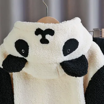 2020 2 buc Baieti Fete Panda Set de Iarna Plus Catifea Îngroșarea Pijamale de Iarnă pentru Băieți și Fete Zâmbet Îmbrăcăminte Costum BP9