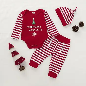 2020 Copil Nou-născut Haine de Crăciun Romper+Pantaloni Pălăria 3 BUC Tinutele Alb Rosu Copil Costum de Iarna pentru Copii Îmbrăcăminte pentru Băieți Set