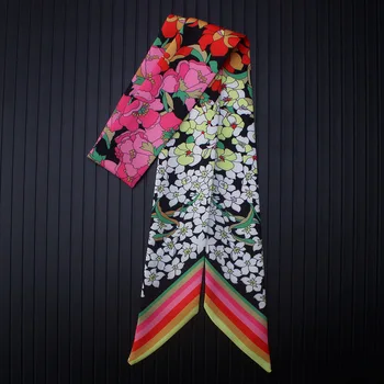 Moda De Euro Litere Mici De Flori Diagonal Eșarfă De Mătase Pentru Femei, Cu Dungi Bandă Panglică Mâner Sac De Brand De Lux De Vară Mici Eșarfe