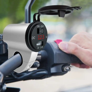 LMoDri Motocicleta Încărcător De Telefon Mobil Din Aliaj De Aluminiu Rezistent La Apa Display Digital Voltmetru 2.4 Usb De Încărcare Rapidă Comutator De Alimentare