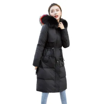 2019 Noi coreene din Seul Natural de Mare Guler de Blană Îngroșa în Jos Jacheta Femei Lungă Jacheta de Iarna