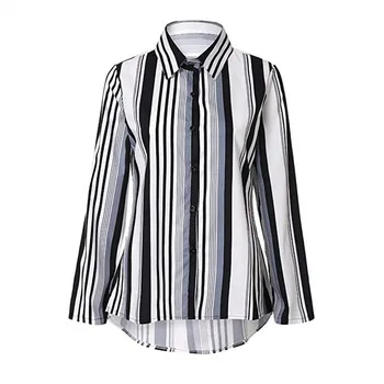 Bluze pentru femei 2019 Primavara-Vara Topuri Casual Mâneci Lungi cu Dungi Camasi Guler de Turn-down Shirt de Moda de sex Feminin Blusas