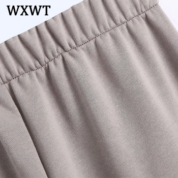 WXWT Femei de Moda Solid Pantaloni Lungi Talie Elastic Buzunare Șic Toate-Meci de Iarna pentru Femeie Pantaloni de Jogging BB3087