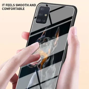 Sticla Caz de Telefon pentru Samsung Galaxy A21S A50 A70 A51 A71 A10 A20 A30 A40 A01 M31 M51 Coque Câine Doberman