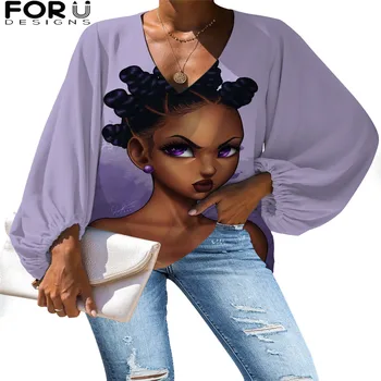 FORUDESIGNS Femei Bluza Plus Dimensiune tricouri V Gâtului șifon Bluze femei bluze camasi Vintage Maneca lunga pentru Haine de sex feminin