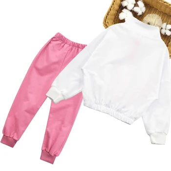 MudiPanda 2021 Fete Noi Haine Sport Set Tricou + Pantaloni 2 buc Pentru Fete, Model de Scrisoare de Costum Adolescenta Copii Trening