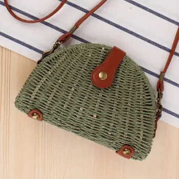 Stil britanic noi mici clare nou oblic împletite geanta de plaja geanta retro semi-rotund-sac de paie de vacanță geantă de mână