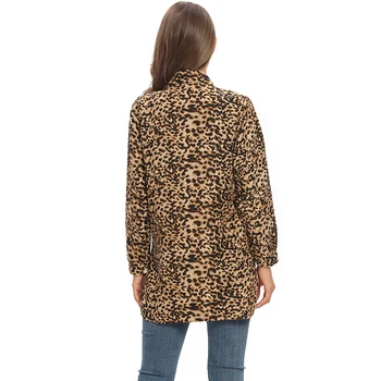 Vangull Primăvară Nouă Leopard de imprimare tricou Femei Moale Respirabil Liber de Mari dimensiuni maneca Lunga Mid-lungime topuri de Moda Special Simple