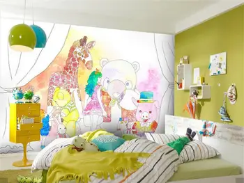 3d tapet personalizat fotografie tapet camere copii pictura murala desen animat animale lume de basm gâfâind TV tapet de fundal de perete 3d
