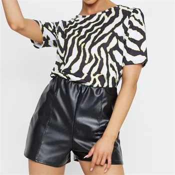 Moda Zebra Imprimate Topuri si Bluze Femei Casual Tricouri Cămăși Albe 2019 Birou de Haine de Femei Maneci Scurte Sus Blusas de sex Feminin