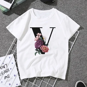2020 Nouă Cupluri De Vară Iubitorii Tricou Femei 26 Alfabetul Englez Printuri De Imprimare T-Shirt Femei Harajuku Casual Alb Topuri Tricou