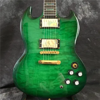 Custom shop chitara electrica verde, grif de culoare încrustații, rosewood fingerboard, transport gratuit