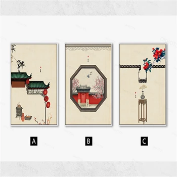 Stil chinezesc Tradițional Fereastra de Arta de Perete Postere si Printuri Panza Pictura Arta de Perete Imaginile pentru Camera de zi de Acasa Art Decor