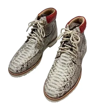 Baoduli Toamna și iarna noi cizme Martin masculin Britanic python piele pantofi pentru Bărbați non-alunecare de bărbați cald python cizme