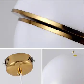 Nordic moderne D20cm D30cm D40 minge de sticlă cu bule pandantiv cu led-uri de lumină inel de aur living bucatarie restaurant dormitor lampă de agățat