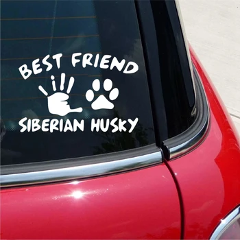 SF2439#15*22.5 cm cel Mai bun Prieten al Husky Siberian Masina Amuzant Decal Autocolant Vinil Argintiu/negru Masina Auto Autocolante Pentru Masina Barei de protecție Fereastra