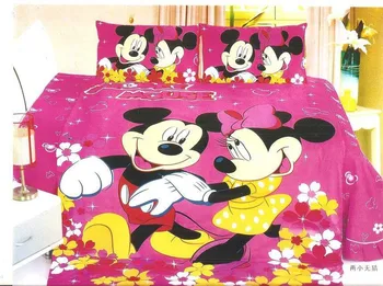 Desene animate Disney Mickey Minnie Mouse, Winnie Carpetă Acopere Set de 3 sau 4 Piese pentru copii Twin Singură Dimensiune de lenjerie de Pat Set Decor Dormitor