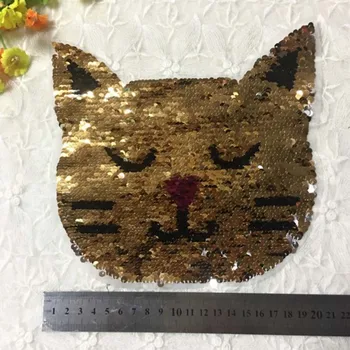 2017 Fierbinte Vinde Cat Reversibile Schimba Culoarea Paiete Coase Pe Patch-uri pentru Haine DIY Patch Aplicatiile Sac de Haine de Blana de Artizanat