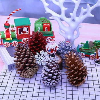 6Pcs Artificiale, conuri de Brad de Crăciun Copac Decoruri Creative Flori Uscate DIY Cununa de Materiale de Recuzită Fotografie pentru Petrecere de Vacanță