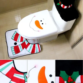3pcs/set Decor de Crăciun WC Scaun de Toaleta Cover Set de Baie Set Creativ Rochie de Până de Trei piese de Decor de Crăciun