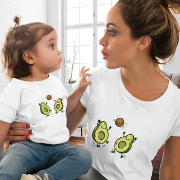 Desene animate minunat de avocado Femei Tricou Mama Fiica, Familie de Potrivire Haine Albe de Vara Moale Print T-shirt Femei Topuri Copii Tee